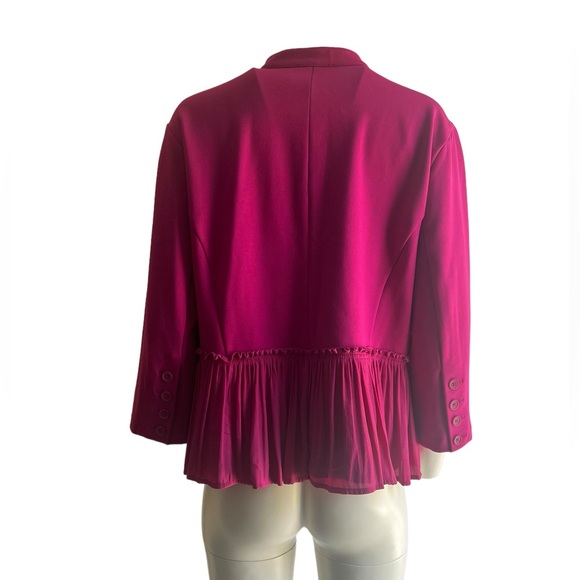 Torrid Plus Size 2 Pleated Peplum Open Blazer Jacket Fuchsia - Picture 5 of 6